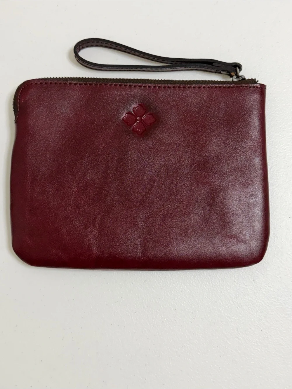 Patricia Nash Oxblood Tooled Leather Wristlet P349244 Floral Continental Pouch